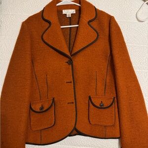 Orange Wool Jacket with Black Trim